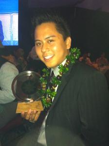 Eric Lagrimas with his award for Extended Play Release of the Year