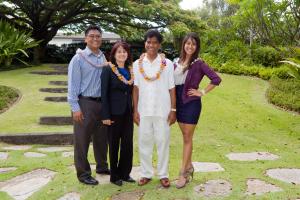 Evelyn and Roland Casamina, in center, are flanked by son Matthew and daughter Celine.