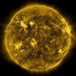 An image of the sun's million degree atmosphere taken by NASA's Solar Dynamics Observatory.