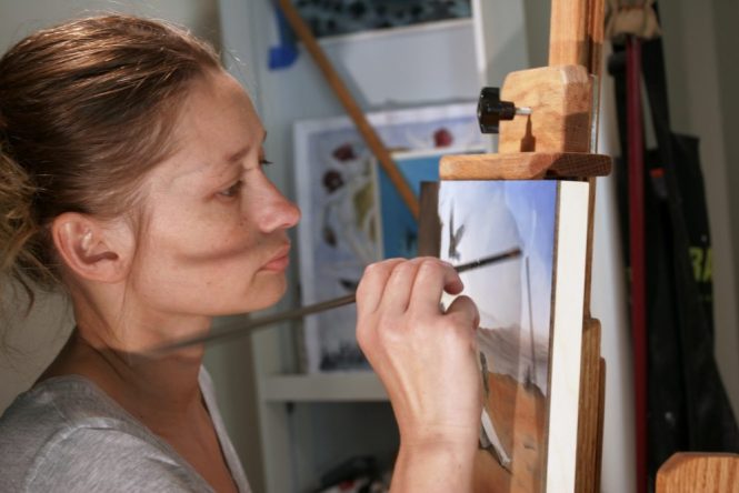 Jessica Beck at work in her studio