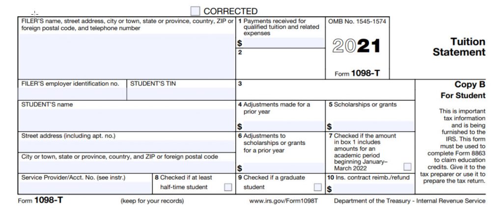 Blank 1098-T Form