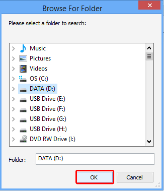 Browse for Folder window