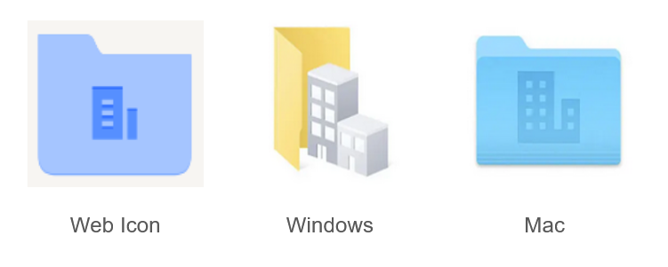 Team folder icons by operating system