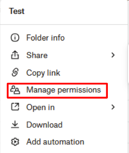 Screenshot of where to find manage permissions setting