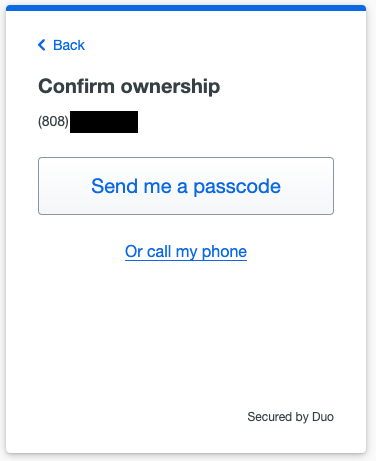 Duo MFA screen asking to confirm ownership of your number.