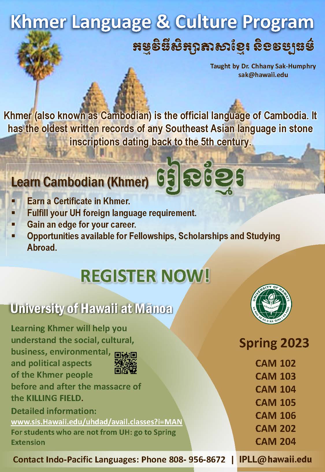 University of Hawaii Spring Khmer Courses