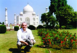 John Peters in front of the Taj Mahal