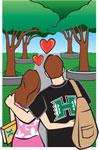 illustration of a couple walking arm in arm
