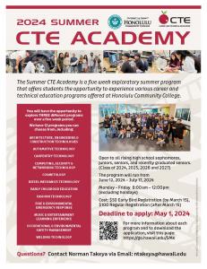 Flyer for HonCC Summer CTE Program