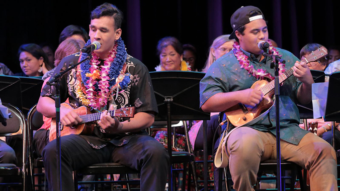 Students playing music