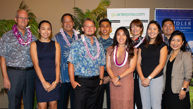 Photo of scholarship recipients, sponsors and Vance Roley