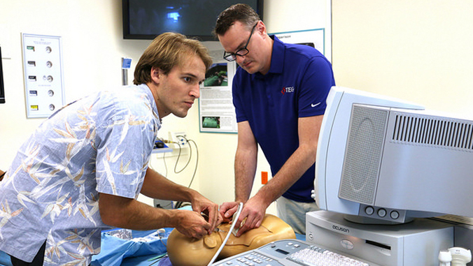 medical students training in emergency room