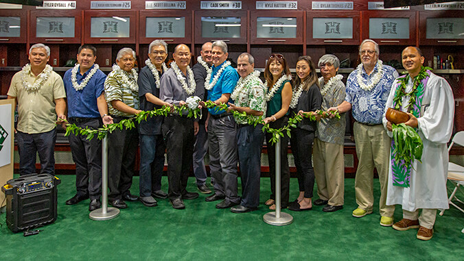 Group in the baseball clubhouse blessing