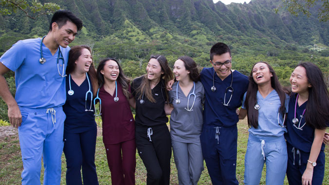 Thurston with her nursing friends.