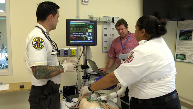 paramedic students in the lab