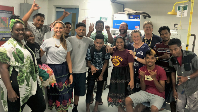 students and teachers in the Marshall Island lab