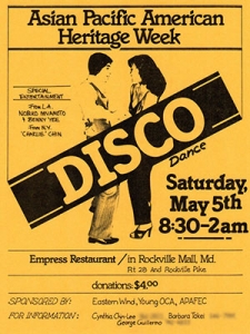 disco flyer for Asian Pacific American heritage week