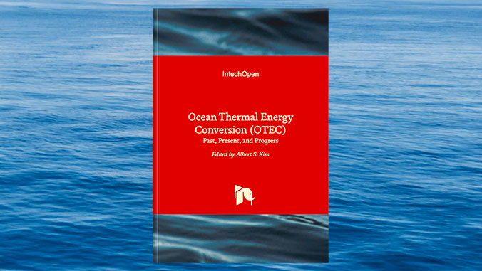 ocean thermal energy conversion book cover over photo of ocean