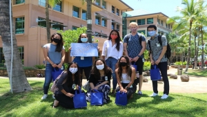 group of students wearing masks