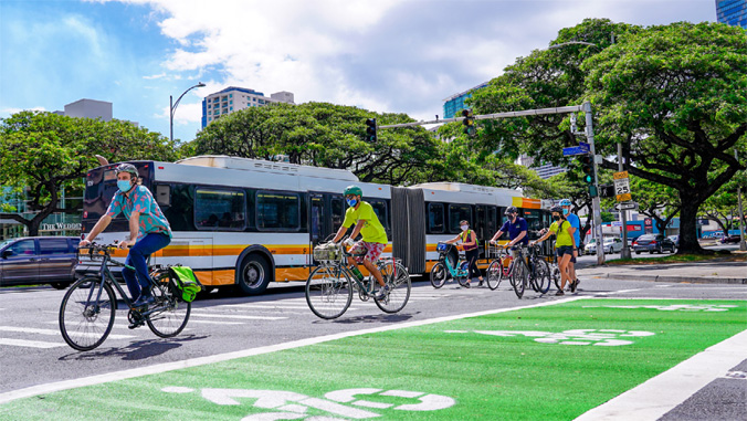 Bikes and electric bus