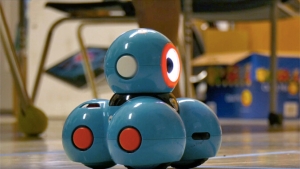 tiny blue robot