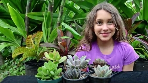 girl by plants