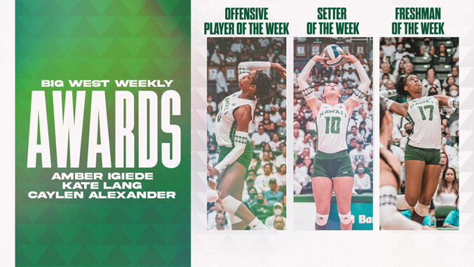 Igiede, Lang, Alexander Big West weekly awards graphic