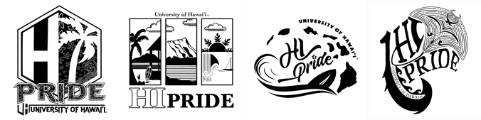 Four HI Pride design entries