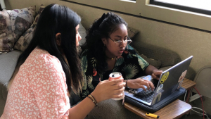 two people working on a computer