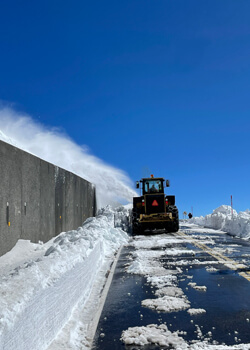 Snow plowing a road
