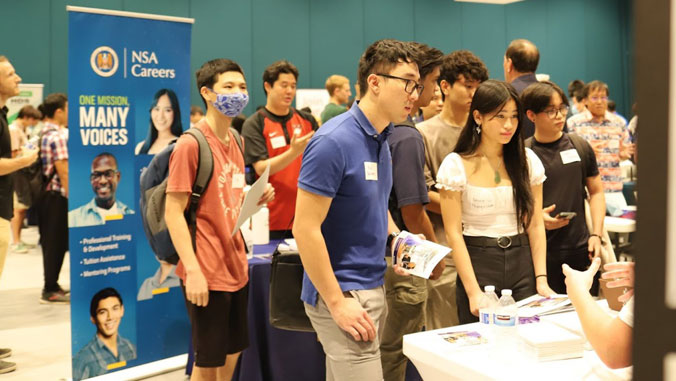Students attending the tech fair
