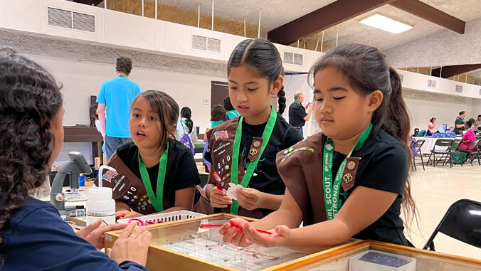 Girl scouts participating at event
