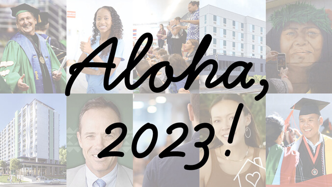 Collage with the text Aloha, 2023