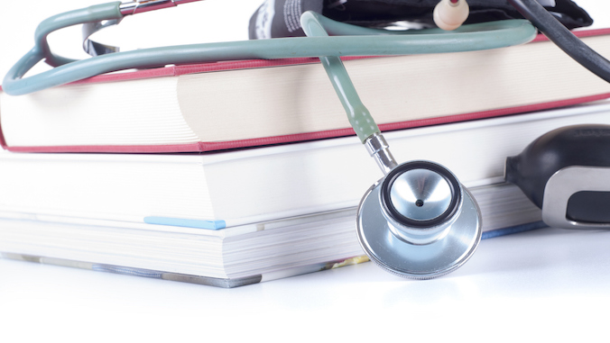 stethoscope and books
