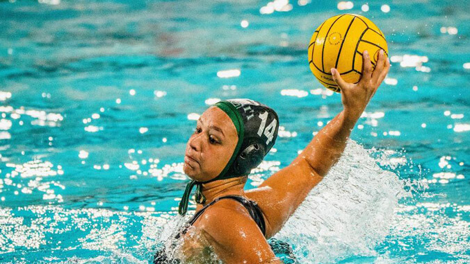 Water polo player in pool