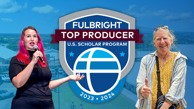 Pamela Scheffler and Sara Vogel and Fulbright logo