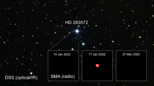 Images of the young star <abbr>HD</abbr>283572 and its surrounding field.