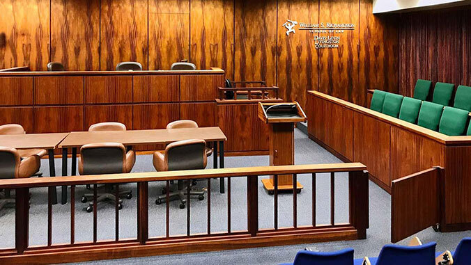 inside of a courtroom