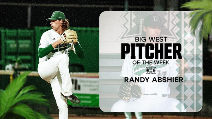 Randy Abshier and Big West pitcher of the week graphic