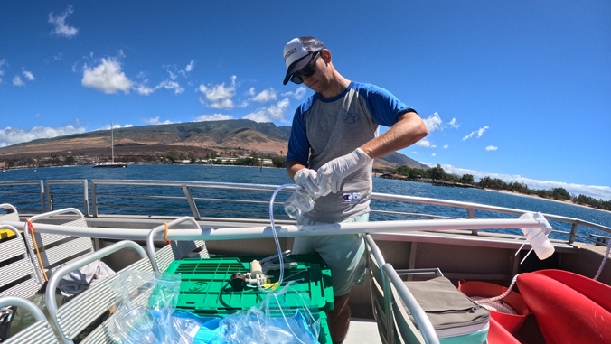 sampling on a boat