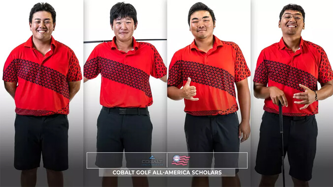 Nicholas Gomez, Junsu Im, Jordan Sato and Jacob Torres and Cobalt Golf graphics