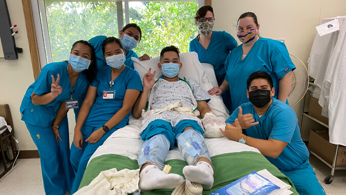 Nursing students with a "patient"