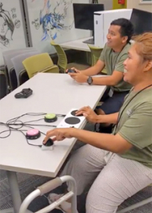 participant playing on a game