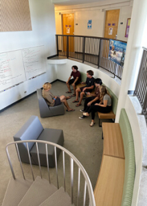 Students chatting in a corner