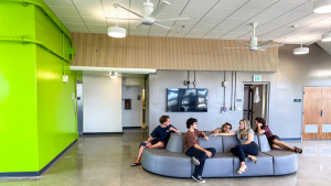 Students sitting in the lounge