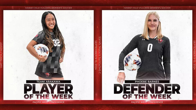 teani arakawa and phoebe barnes holding soccer balls