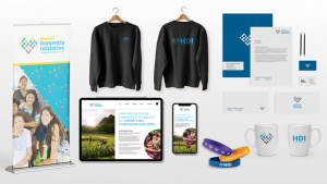 Assortment of items with the Hawaii Dementia Initiative logo