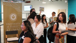 Students entering the event