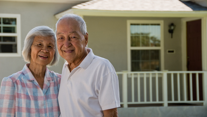 Filipino woman and man smiling