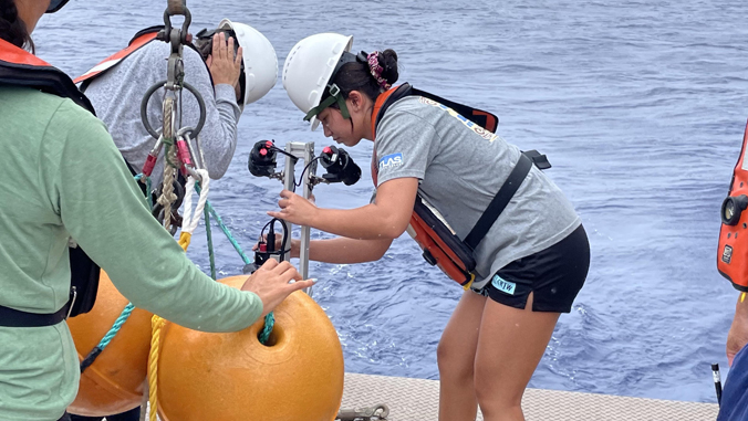 student on deep sea survey